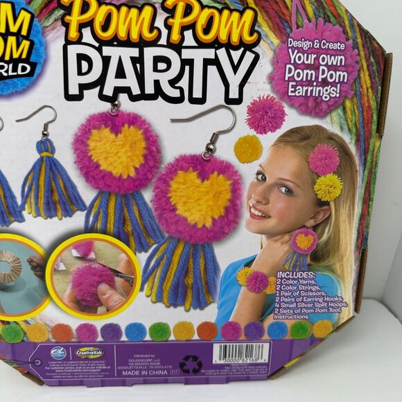 Pom Pom World Creative Kids DIY Pom Pom Earrings Jewelry Making Kit Girl Gift - Picture 7 of 12